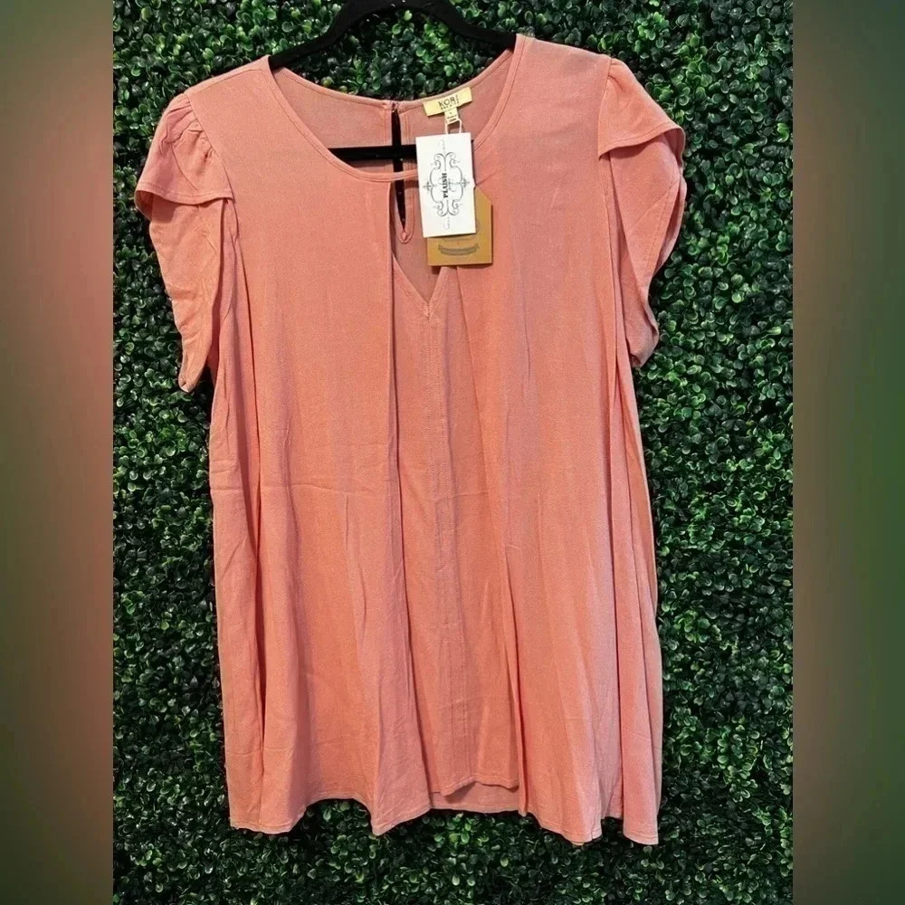 Plush Boutique Tulip Sleeve Top With Neck Cut Out - Large NWT